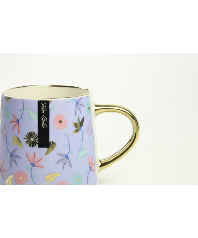 Kubek porcelanowy kwiaty/fioletowy/złoty 400ml