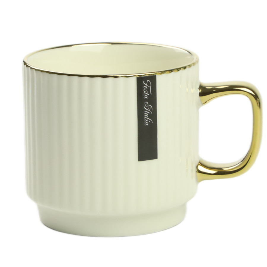 Kubek porcelanowy Złoty / Kremowy   320 ml