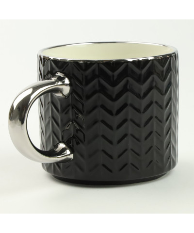 Kubek porcelanowy czarno/srebrny 470 ml