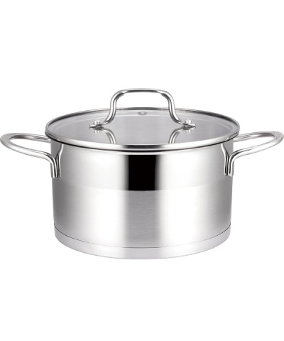 Garnek Stalowy Nierdzewny ze Szklaną Pokrywą 2,6L Tytan