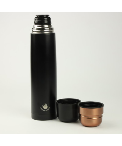 Termos stalowy  czarny 750ml z 2 kubkami