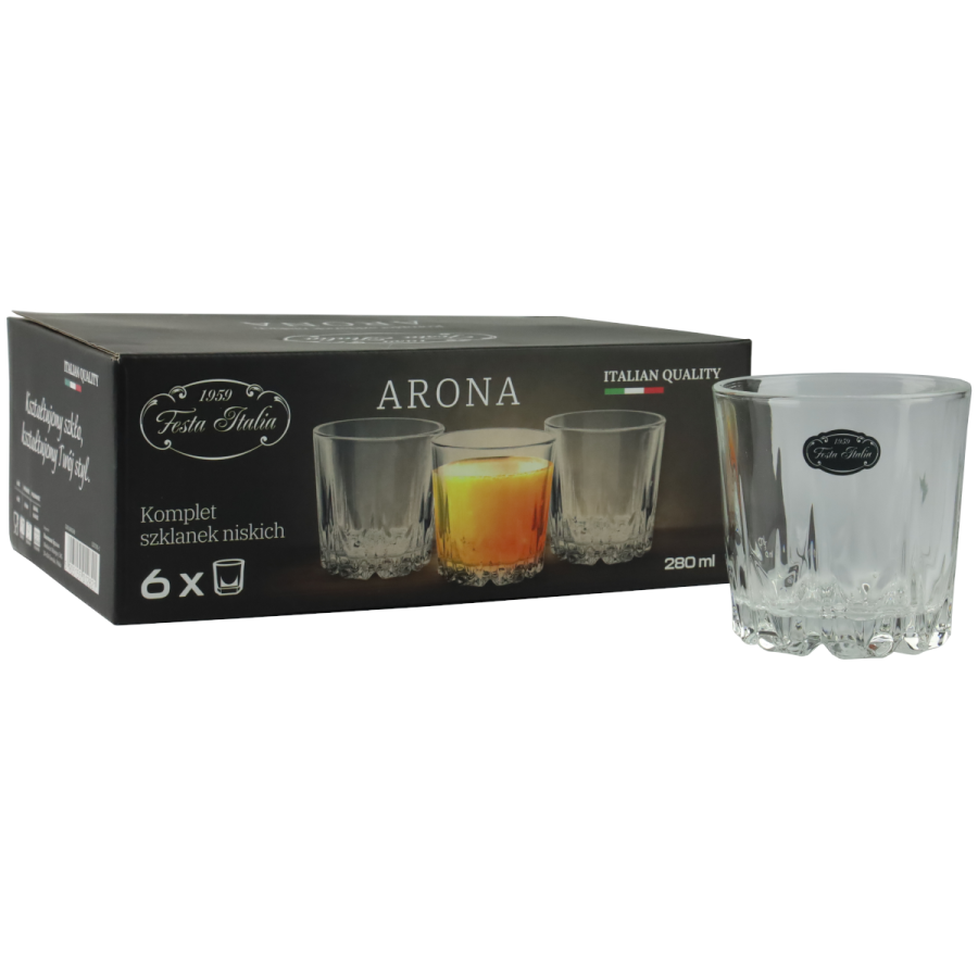 Komplet 6 szklanek niskich ARONA 280 ml