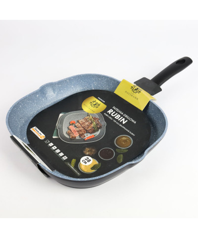 Patelnia grillowa NON-STICK z pokrywką Rubin 28cm