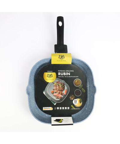 Patelnia grillowa NON-STICK z pokrywką Rubin 28cm