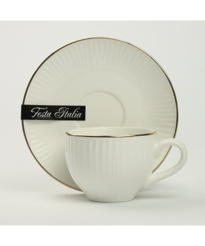 Komplet filiżaki ze spodkiem 2 szt  Zeolla Gold120ml