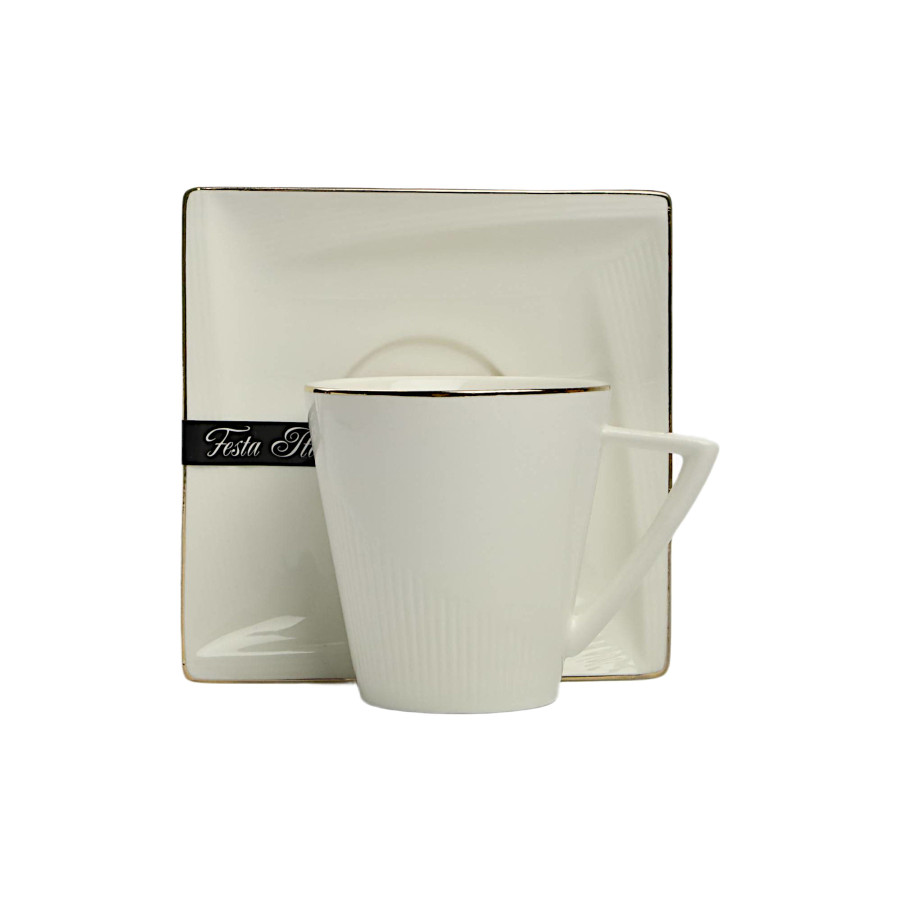 Komplet filiżaki ze spodkiem 2 szt Melania Gold 220ml