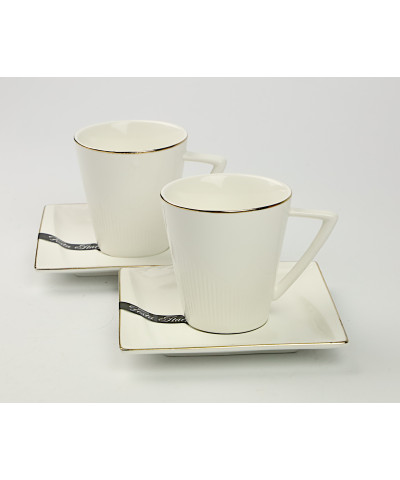 Komplet filiżaki ze spodkiem 2 szt Melania Gold 220ml