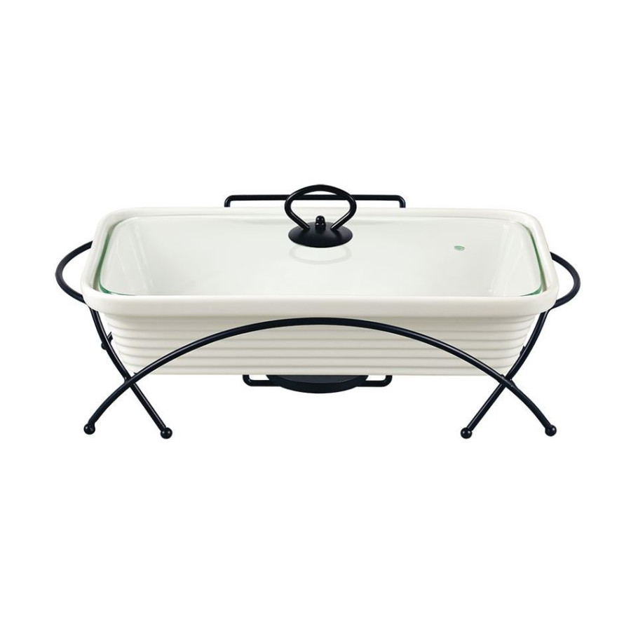 Naczynie z podgrzewaczem 2,3l prostokątne biało czarne