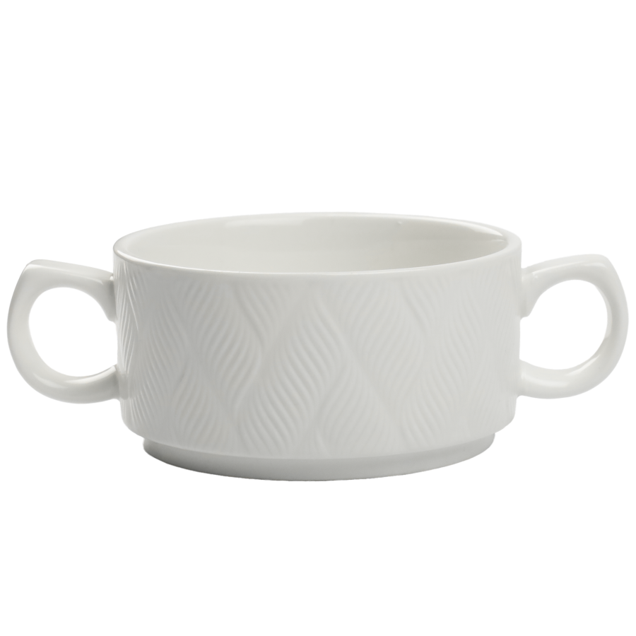 Bulionówka ceramiczna  300 ml biała z tłoczeniem