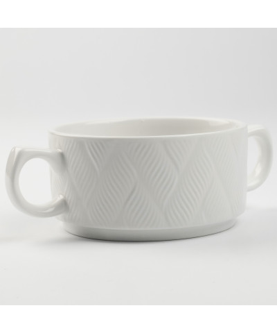 Bulionówka ceramiczna  300 ml biała z tłoczeniem