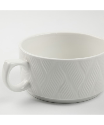 Bulionówka ceramiczna  300 ml biała z tłoczeniem