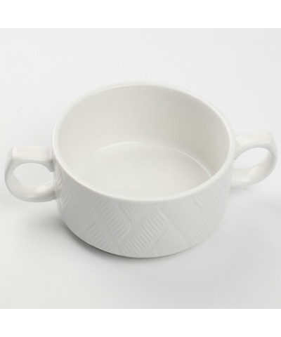 Bulionówka ceramiczna  300 ml biała z tłoczeniem