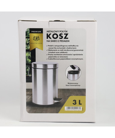 Kosz na śmieci z pedałem nierdzewny 5l