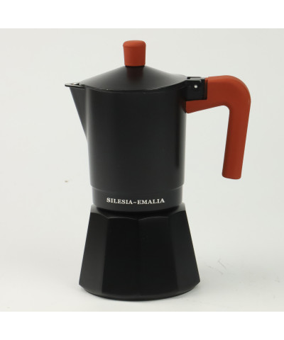 Kawiarka zaparzacz do kawy aluminiowy 150ml czarno - ceglasty