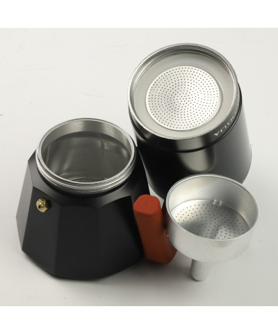 Kawiarka zaparzacz do kawy aluminiowy 150ml czarno - ceglasty