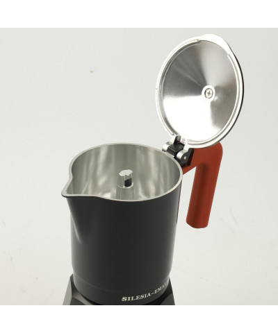 Kawiarka zaparzacz do kawy aluminiowy 300ml czarno - ceglasty