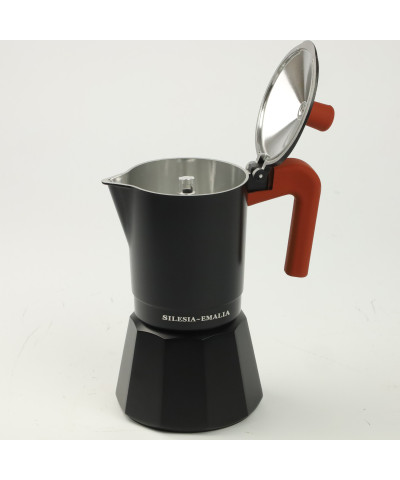 Kawiarka zaparzacz do kawy aluminiowy 300ml czarno - ceglasty