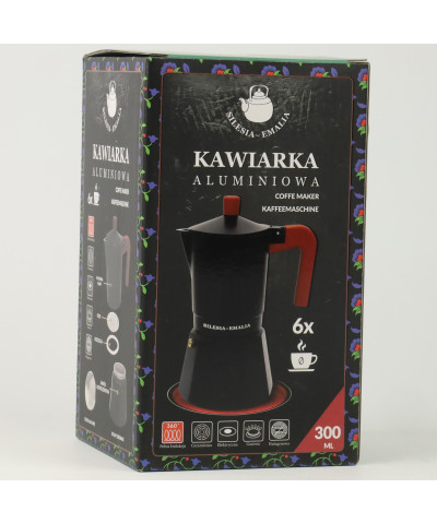 Kawiarka zaparzacz do kawy aluminiowy 300ml czarno - ceglasty