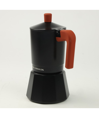 Kawiarka zaparzacz do kawy aluminiowy 300ml czarno - ceglasty