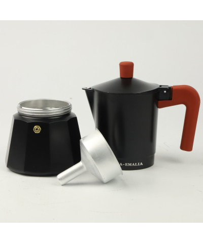 Kawiarka zaparzacz do kawy aluminiowy 300ml czarno - ceglasty