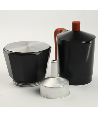 Kawiarka zaparzacz do kawy aluminiowy 300ml czarno - ceglasty