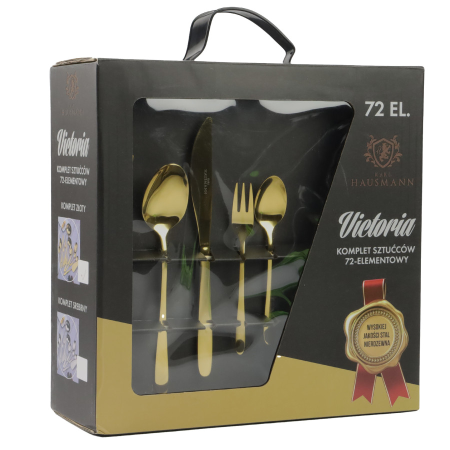 Komplet sztućców w pudełku VICTORIA ZŁOTA 72-elementowy