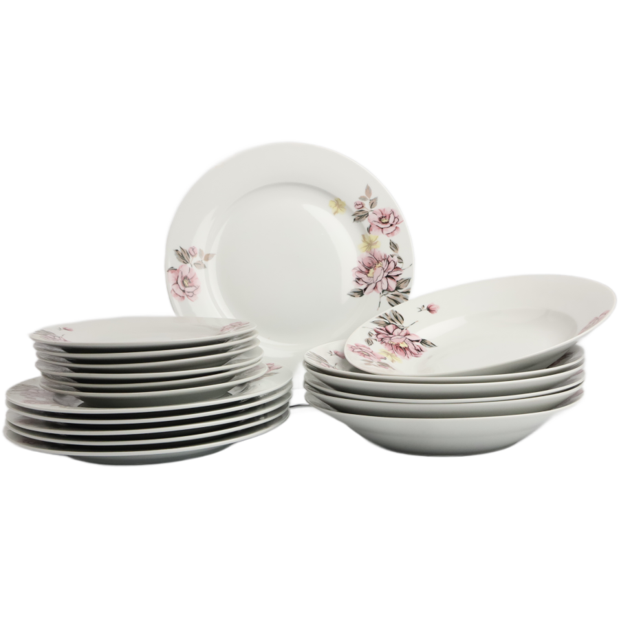 Komplet talerzy dla 6 osób Kwiaty