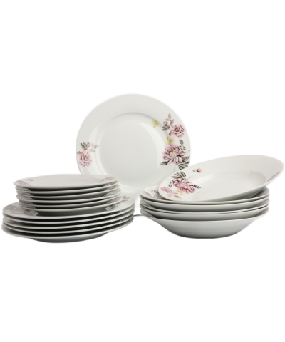 Komplet talerzy dla 6 osób Kwiaty