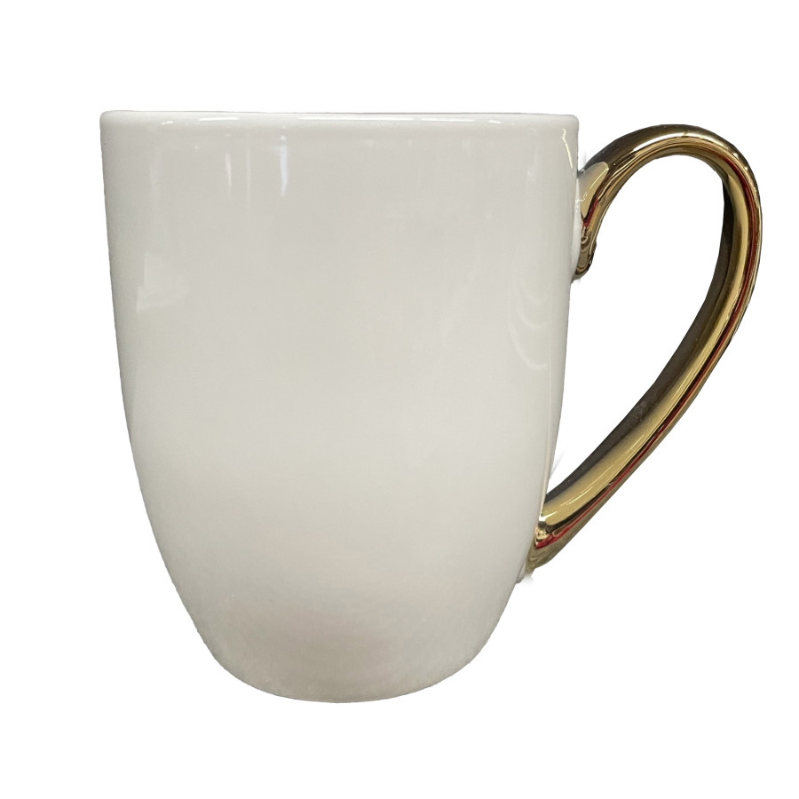 Kubek ceramiczny 350 ml  biały złoty uchwyt