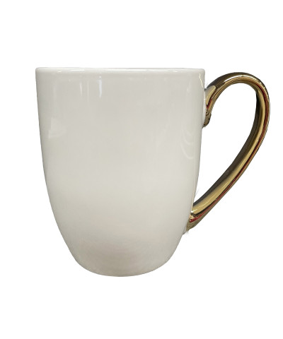 Kubek ceramiczny 350 ml  biały złoty uchwyt