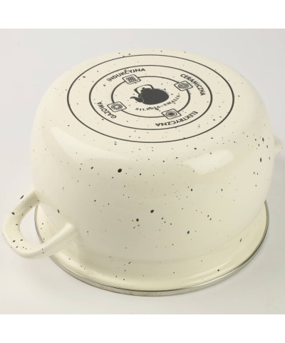 Garnek emaliowany kremowy marmur HELENA 4L