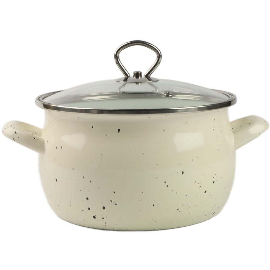 Garnek emaliowany kremowy marmur HELENA 4L