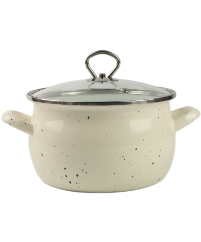 Garnek emaliowany kremowy marmur HELENA 4L