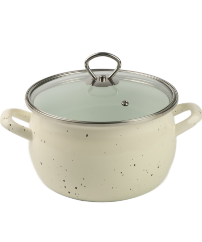 Garnek emaliowany kremowy marmur HELENA 4L