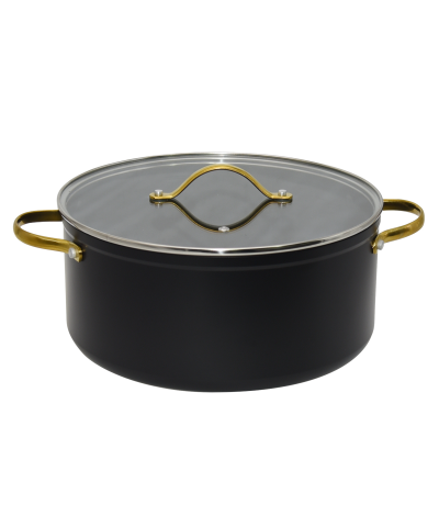 Garnek aluminiowy czarny Hanys z pokrywą okrągły 9,5 L