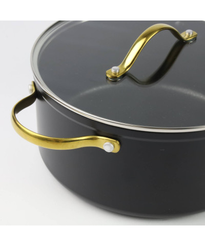 Garnek aluminiowy czarny Hanys z pokrywą okrągły 9,5 L