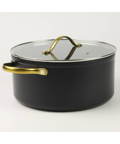 Garnek aluminiowy czarny Hanys z pokrywą okrągły 9,5 L