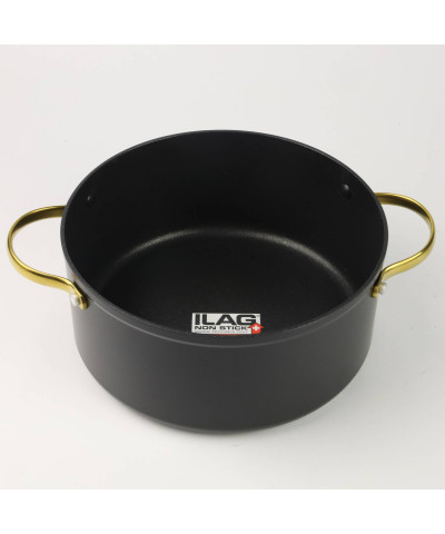 Garnek aluminiowy czarny Hanys z pokrywą okrągły1,9 L