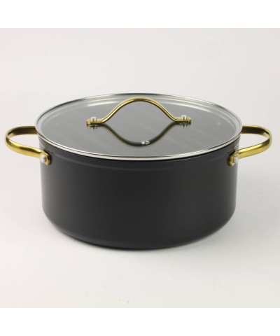 Garnek aluminiowy czarny Hanys z pokrywą okrągły1,9 L