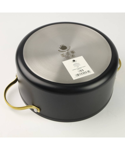 Garnek aluminiowy czarny Hanys z pokrywą okrągły1,9 L