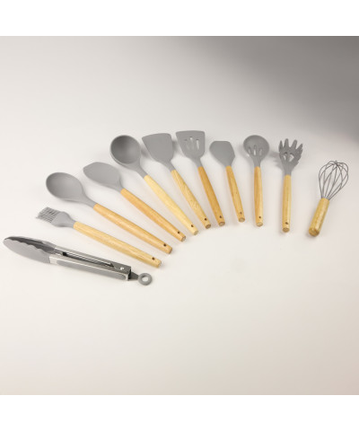 Komplet przyborów silikonowych 12 el. szary