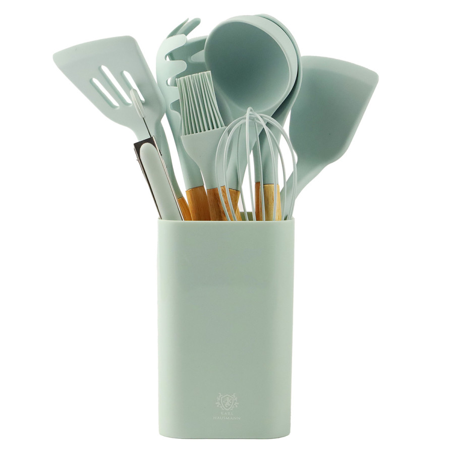 Komplet przyborów silikonowych 12 el. miętowy