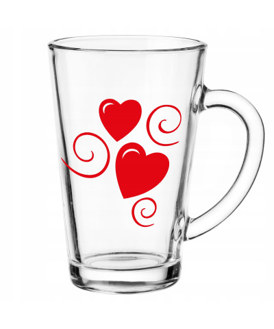 Kubek szklany IVO serca z zawijasami 300ml