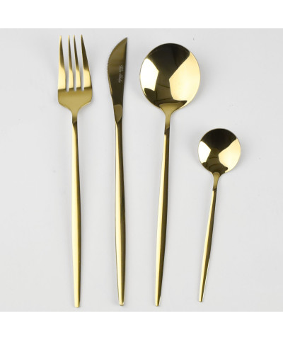 Komplet sztućców w pudełku złote Karen16 elementów