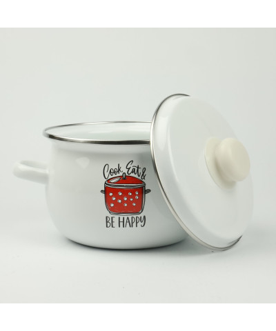 Komplet garnków emaliowanych BE HAPPY 8-częściowy