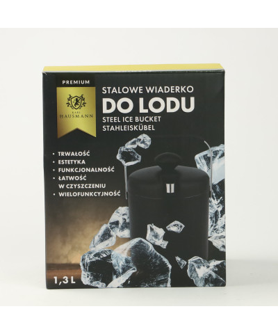 Wiaderko do lodu 1,3l stalowe ze szczypcami czarne