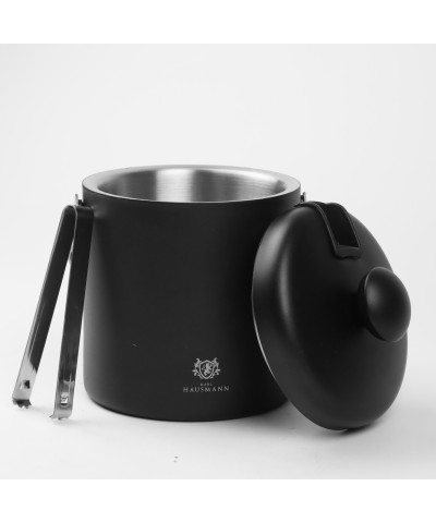 Wiaderko do lodu 1,3l stalowe ze szczypcami czarne