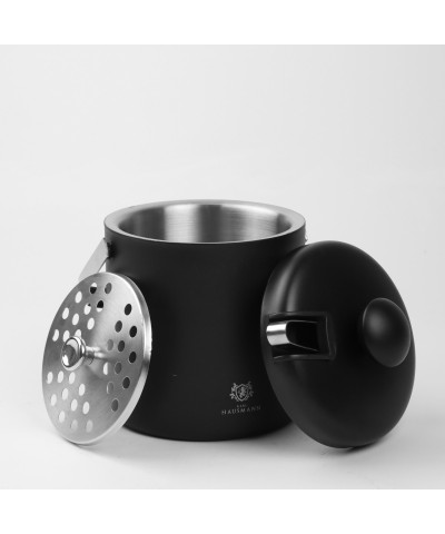 Wiaderko do lodu 1,3l stalowe ze szczypcami czarne