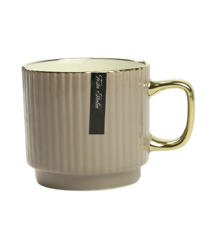 ZEstaw 4 kubków porcelanowych Beż/Złoto