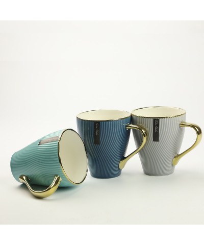 Kubek porcelanowy 400 ml – Złoty uchwyt / Miętowy